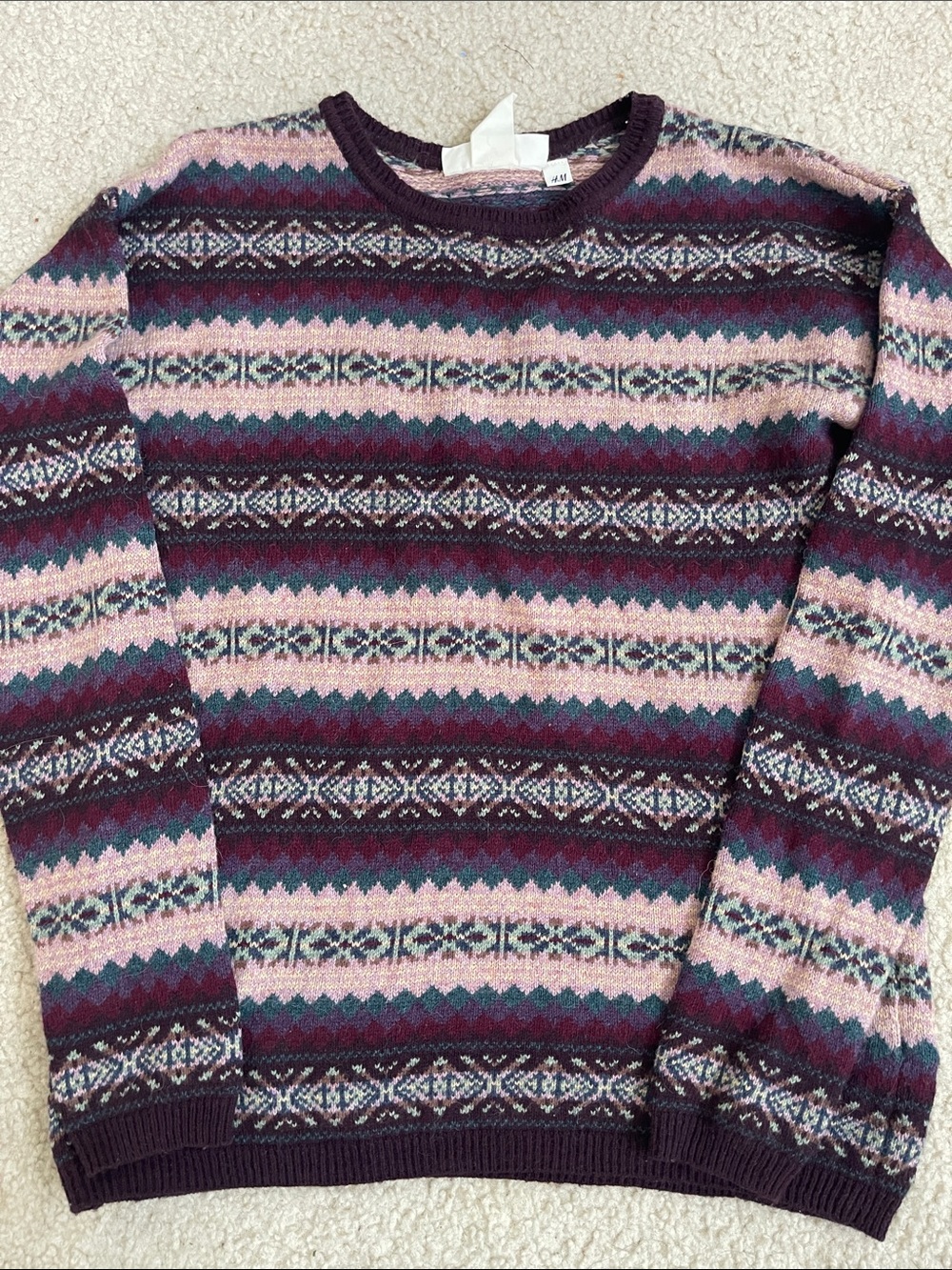 H&M Multicolor Patterned Knit Sweater Size small
